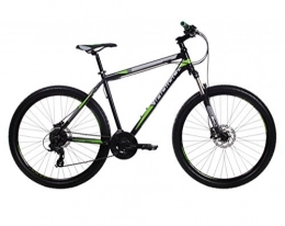 Indigo Bike Indigo Ravine, Mens Mountain Bike, 24 Speed, 27.5 Inch Wheel, Black / Green (20Inch Frame)