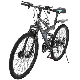 Isshop Bike Isshop 26 Inch Adult Teens Bicycle Bike, 21 Speed Dual Disc Brakes Full Suspension Outroad Mountain Trail MTB Bike (Black)