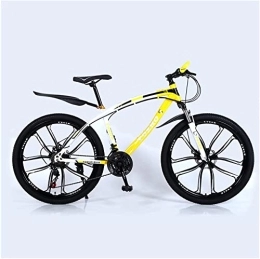 J&LILI Mountain Bike J&LILI Mountain Bike, Cross-Country Shock-Absorbing Mountain Bike, 26 Inch Mountain Bike, 21 / 24 / 27 / 30 Gang Mountain Bike, Double Disc Brakes, Yellow, 27speed
