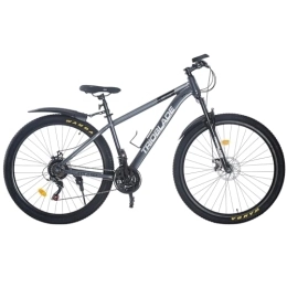 Jamiah  Jamiah 29 Inch Adult Mountain Bike Hardtail Trail MTB Bicycle, 17 Inch Aluminum Frame Mountain Bicycle - Shimano 21 Speeds Dual Disc Brake (Grey, Without Rear Rack)