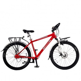 TDJDC Mountain Bike JDC-380, 26" 7 Speed, No-Chain Touring Bike, Travel Mountain Bike, Disc Brake, Butterfly Shape Handlebar, MTB Bicycle (Red)