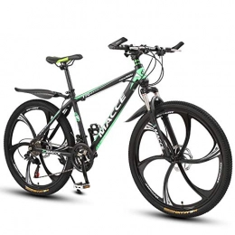 JESU Bike JESU 26 Inch Bike High Carbon Steel Mountain Bikes Bicycle, MTB for Men / Women, Dual disc brakes Bike, BlackGreen, 21Speed