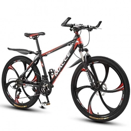 JESU Bike JESU 26 Inch Bike High Carbon Steel Mountain Bikes Bicycle, MTB for Men / Women, Dual disc brakes Bike, BlackRed, 21Speed