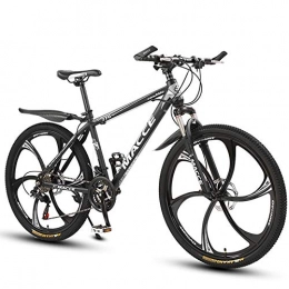 JESU Bike JESU 26 Inch Bike High Carbon Steel Mountain Bikes Bicycle, MTB for Men / Women, Dual disc brakes Bike, BlackSilver, 21Speed