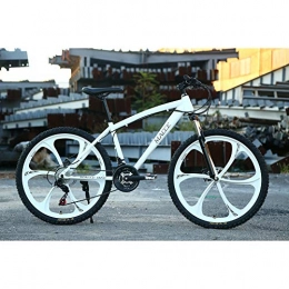 JESU Bike JESU Mountain Bike for Men, 26 inch High-carbon steel Bicycle, Dual disc brakes Bikes, Front and rear mechanical disc brakes, White, 21Speed