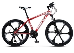 JFSKD Mountain Bike 26" inch steel frame, 21 24 27 30 speed fully adjustable rear shock unit front suspension forks Shock Absorption Mountain Bicycle,red overall wheel,24