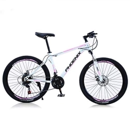 JHKGY Mountain Bike JHKGY Mountain Bike 24 / 26 Inches, 27 Speeds Adult MTB, with Adjustable Seat, Spoke Wheel, Full Suspension Disc Brake Outdoor Bikes, for Men Women, pink, 26inch