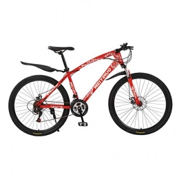 JIAODIE Mens/Womens Hybrid Road Bike, Hard Tail Mountain Bicycle 21 Speed 30 Spoke Double Disc Brake Brakes, High-Carbon Steel, Multiple Colors,Red
