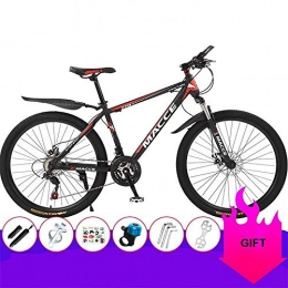 JLFSDB Bike JLFSDB Mountain Bike, 26 Inch Carbon Steel Frame Men / Women MTB Bicycles, Double Disc Brake Front Suspension, Spoke Wheel (Color : Red, Size : 24 Speed)