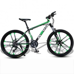 JLFSDB Bike JLFSDB Mountain Bike, 26 Inch Men / Women Hardtail Bike, Carbon Steel Frame Double Disc Brake And Front Suspension (Color : Black+Green, Size : 24 Speed)