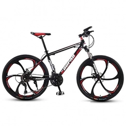 JLFSDB Bike JLFSDB Mountain Bike, 26 Inch Men / Women Wheels Bicycles, Front Suspension Dual Disc Brake, Carbon Steel Frame, 21 / 24 / 27 Speeds (Color : Black+Red, Size : 21-speed)