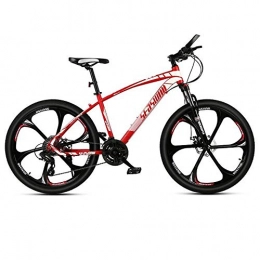 JLFSDB Bike JLFSDB Mountain Bike, 26 Inch Mne / Women MTB Bicycles, Carbon Steel Frame, Front Suspension Dual Disc Brake, 21 / 24 / 27 Speeds (Color : White+Red, Size : 24 Speed)