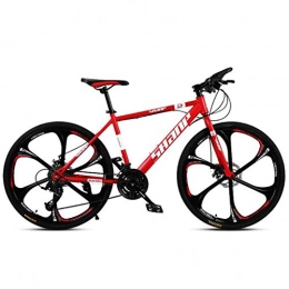JLFSDB Mountain Bike JLFSDB Mountain Bike, 26 Inch Mountain Bicycles Carbon Steel Frame 21 / 24 / 27 / 30 Speeds Front Suspension Disc Brake (Color : Red, Size : 24speed)