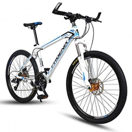 JLFSDB Mountain Bike JLFSDB Mountain Bike, 26 Inch MTB Bicycles 24 / 27 Speeds Lightweight Carbon Steel Frame Disc Brake Front Suspension - White / Bule (Size : 27'')