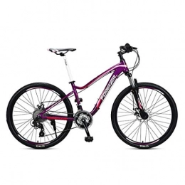 JLFSDB Bike JLFSDB Mountain Bike, 26”Men / Women Hardtail Bike, Aluminium Frame With Disc Brakes And Front Suspension, 27 Speed (Color : Purple)