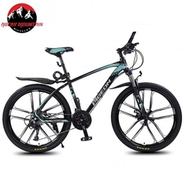 JLFSDB Mountain Bike JLFSDB Mountain Bike, 26'' Wheel Bicycles 27 / 30 Speeds MTB Lightweight Aluminium Alloy Frame Disc Brake Front Suspension (Color : Green, Size : 27speed)