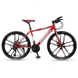 JLFSDB Mountain Bike JLFSDB Mountain Bike 26" Women / Men Mountain Bicycles 21 / 24 / 27 / 30 Speed Lightweight Carbon Steel Frame Shock Absorption Dual Suspension (Color : Red, Size : 24speed)
