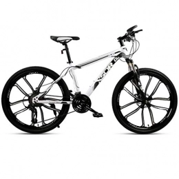 JLFSDB Bike JLFSDB Mountain Bike, Carbon Steel Frame Bicycles, Double Disc Brake Shockproof Front Suspension, 26 Inch Mag Wheel (Color : White+Black, Size : 21-speed)