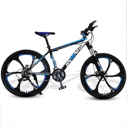 JLFSDB Bike JLFSDB Mountain Bike, Men / Women MTB Bicycles, Carbon Steel Frame, Front Suspension And Dual Disc Brake, 26 Inch Mag Wheels (Color : Black+Blue, Size : 24 Speed)
