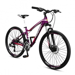JLFSDB Mountain Bike JLFSDB Mountain Bike Women / Men Mountain Bicycles 26" Inch Lightweight 27 Speeds Aluminium Alloy Frame Front Suspension Disc Brake (Color : Purple)