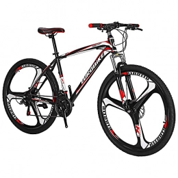 jooe Bike jooe 27.5 Inch Wheels Mountain Bike 21 Speed Bicycle Suspension Fork Daul Disc Brakes For Adult, Red
