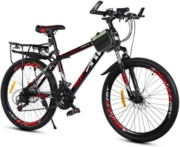 June Bike June 26inch Mountain Bike Adult 21 Speeds Off-road Bike With Double Disc Brakes And Suspension Fork, Red, 20Inch White