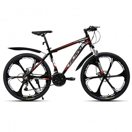 JWYing 26-inch 21-speed Aluminum Alloy Suspension Bicycle Double Disc Brake Mountain Bike With Service And Gifts (Color : Black 6 knife wheel)