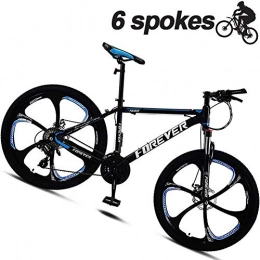 KaiKai Bike KaiKai Hybrid Bikes for Men with Disc Brakes, Hardtail Mountain Bike 24 Inch, Suspension Fork, 6 Spoke Wheels Road Bycicles MTB for Different of Terrains, Red, 24 Speed