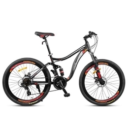 Kays Bike Kays Mountain Bike, 26 Inch Carbon Steel Frame Men / Women Hardtail Bicycles, Double Disc Brake And Full Suspension, 24 Speed (Color : Black)