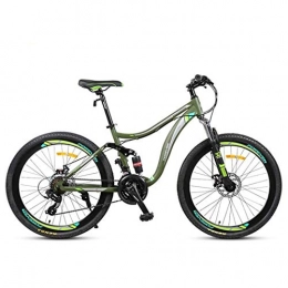 Kays Bike Kays Mountain Bike, 26 Inch Carbon Steel Frame Men / Women Hardtail Bicycles, Double Disc Brake And Full Suspension, 24 Speed (Color : Green)