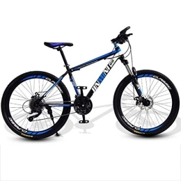 Kays Bike Kays Mountain Bike, 26 Inch Hardtail Mountain Bicycles, Carbon Steel Frame, Front Suspension Double Disc Brake, 21 / 24 / 27 Speeds (Color : Black+Blue, Size : 21 Speed)