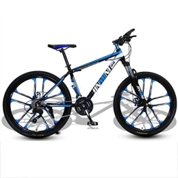 Kays Bike Kays Mountain Bike, 26 Inch Men / Women Hardtail Bike, Carbon Steel Frame Double Disc Brake And Front Suspension (Color : Black+Blue, Size : 21 Speed)