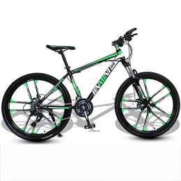 Kays Bike Kays Mountain Bike, 26 Inch Men / Women Hardtail Bike, Carbon Steel Frame Double Disc Brake And Front Suspension (Color : Black+Green, Size : 21 Speed)