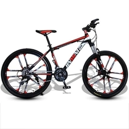Kays Mountain Bike Kays Mountain Bike, 26 Inch Men / Women Hardtail Bike, Carbon Steel Frame Double Disc Brake And Front Suspension (Color : Black+Red, Size : 21 Speed)