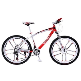 Kays Mountain Bike Kays Mountain Bike, 26 Inch Wheel, Carbon Steel Frame Mountain Bicycles, Double Disc Brake And Front Suspension, 21 / 24 / 27 Speed (Color : Red, Size : 27 Speed)