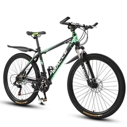 Kays Bike Kays Mountain Bike, 26inch Spoke Wheel, Lightweight Carbon Steel Frame Mountain Bicycles, Double Disc Brake And Front Fork (Color : Green, Size : 21-speed)