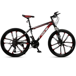 Kays Mountain Bike Kays Mountain Bike, Carbon Steel Frame Bicycles, Double Disc Brake Shockproof Front Suspension, 26 Inch Mag Wheel (Color : Black+Red, Size : 21-speed)