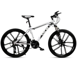 Kays Mountain Bike Kays Mountain Bike, Carbon Steel Frame Bicycles, Double Disc Brake Shockproof Front Suspension, 26 Inch Mag Wheel (Color : White+Black, Size : 21-speed)