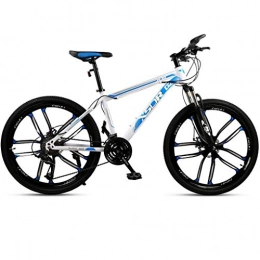 Kays Bike Kays Mountain Bike, Carbon Steel Frame Bicycles, Double Disc Brake Shockproof Front Suspension, 26 Inch Mag Wheel (Color : White+Blue, Size : 24-speed)