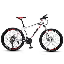 Kays Mountain Bike Kays Mountain Bike, Carbon Steel Frame Hardtail Mountain Bicycles, Double Disc Brake And Front Fork, 26 Inch Spoke Wheel (Color : Red+White, Size : 21-speed)