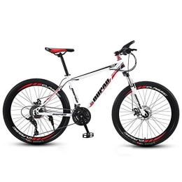 Kays Bike Kays Mountain Bike, Carbon Steel Frame Hardtail Mountain Bicycles, Double Disc Brake And Front Fork, 26 Inch Spoke Wheel (Color : Red+White, Size : 24-speed)