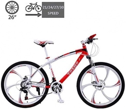 KEMANDUO Mountain Bike KEMANDUO 26 inch adult mountain bike, red and white cutter wheel 6, and the adjustment of the seat front suspension, disc gear bis MTB, 30speed
