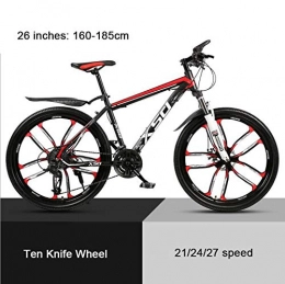 KEMANDUO Bike KEMANDUO 26"mountain bike shock absorber dark red with ten top cutter wheel, high carbon hard mountain bike, adjustable seats, 21 / 24 / 27-speed, 27speed