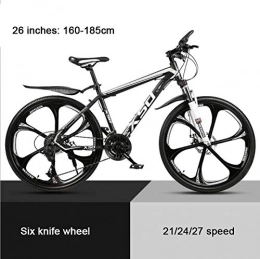 KEMANDUO Bike KEMANDUO 26"mountain bike shock absorber in black and white top with six cutter wheel, high carbon hard mountain bike, adjustable seats, 21 / 24 / 27-speed, 27speed