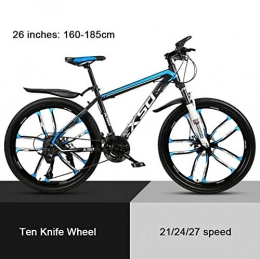 KEMANDUO Bike KEMANDUO 26"mountain bike shock absorber with the top ten black blue cutter wheel, high carbon hard mountain bike, adjustable seats, 21 / 24 / 27-speed, 27speed