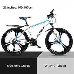KEMANDUO Bike KEMANDUO 26"mountain bike wheel damper Mito white blue triangles, high carbon hard mountain bike, adjustable seats, 21 / 24 / 27-speed, 24speed