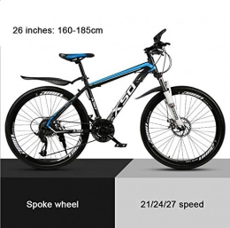 KEMANDUO Bike KEMANDUO Black Blue damper top with a spoked wheel 26 'mountain bike, high carbon hard mountain bike, adjustable seats, 21 / 24 / 27-speed, 27speed