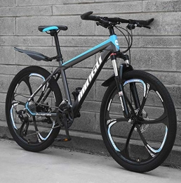 KEMANDUO Mountain Bike KEMANDUO Mountain bike, blue and gray six double cutter wheel disc brake rigid-frame bicycle and the seat adjustment, mountain bike speed 26 inches 21 / 24 / 27 / 30, 21 speed