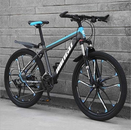 KEMANDUO Mountain Bike KEMANDUO Mountain bike, blue and gray ten double cutter wheel disc brake rigid-frame bicycle and the seat adjustment, mountain bike speed 26 inches 21 / 24 / 27 / 30, 30 speed
