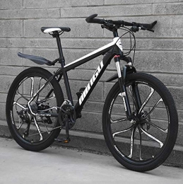 KEMANDUO Mountain Bike KEMANDUO Mountain biking, ten black and white double cutter wheel and rigid-frame bicycle disc brake adjustable seats, mountain bike speed 26 inches 21 / 24 / 27 / 30, 24 speed